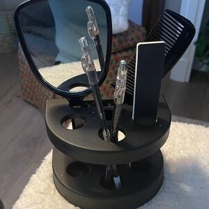 Black Makeup Brush Holder with mirror etc
